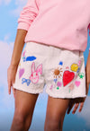 Love Doodle Denim Shorts