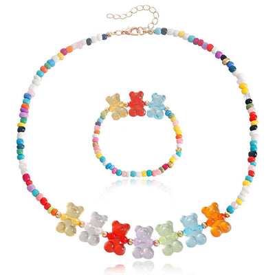 Lola + The Boys Accessories Gummy Bear Beaded Bracelet Necklace Set