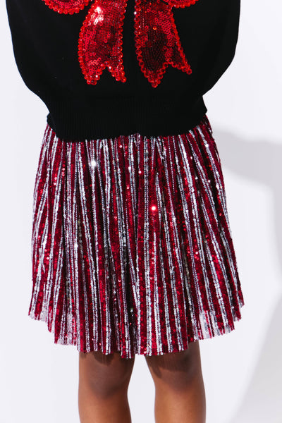 exclude-fall Bottoms Candy Cane Sequin Striped Skirt