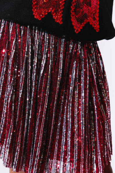 exclude-fall Bottoms Candy Cane Sequin Striped Skirt