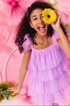 lola-spring Feather Lavender Hearts Tulle Dress