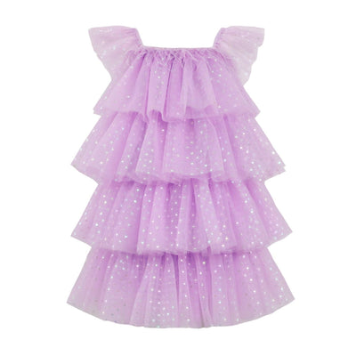 Lola + The Boys Feather Lavender Hearts Tulle Dress