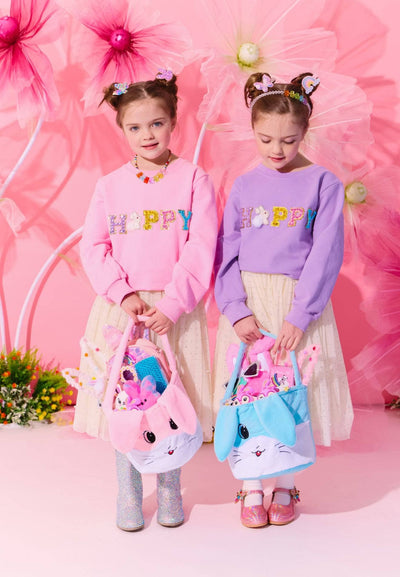 Lola + The Boys Happy Bunny Crystal Sweatshirt