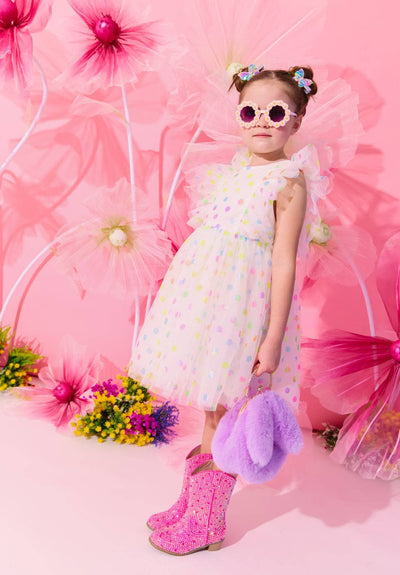 lola-spring Rainbow Confetti Tulle Dress