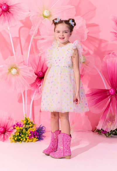 lola-spring Rainbow Confetti Tulle Dress