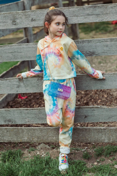 Lola + The Boys Set Be Happy Tie Dye Jogger Set