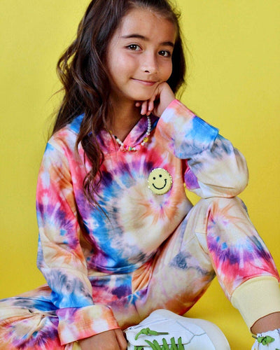 Lola + The Boys Set Be Happy Tie Dye Jogger Set