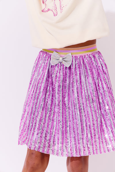 Bow Sequin Striped Skirt