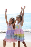 3D Rainbow White Tank Dress