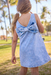 Crystal Heart Denim Bow Dress