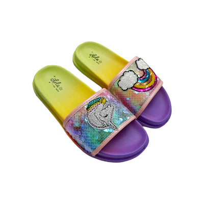 Unicorn Rainbow Sequin Slides