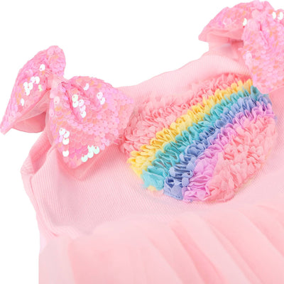 Lola + The Boys 3D Rainbow Heart Tulle Dress