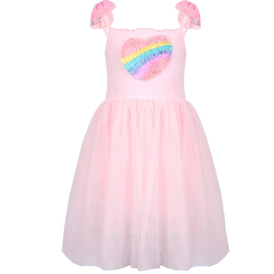 Lola + The Boys 3D Rainbow Heart Tulle Dress