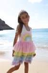 exclude-new-arriv 3D Rainbow White Tank Dress