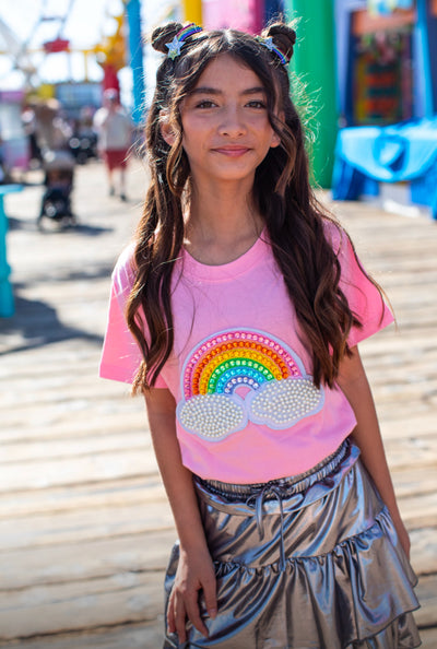 Pink Rainbow Pearl Patch T-shirt