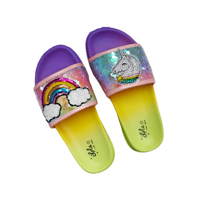 Unicorn Rainbow Sequin Slides