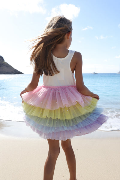 3D Rainbow White Tank Dress