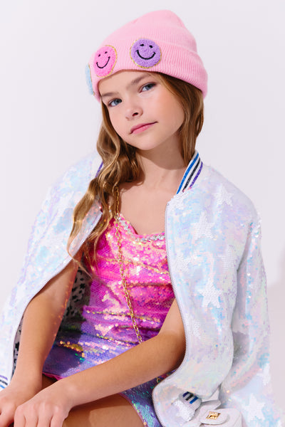 Iridescent Star Sequin Bomber