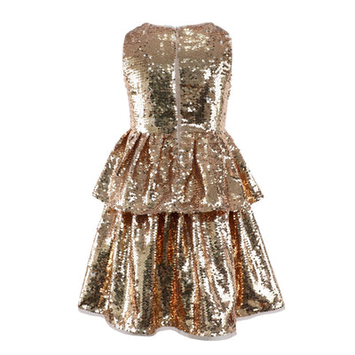 Golden Sequin Tier Dress