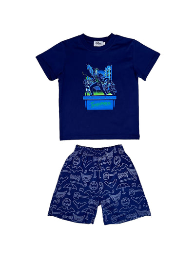 Navy Batman Short Set