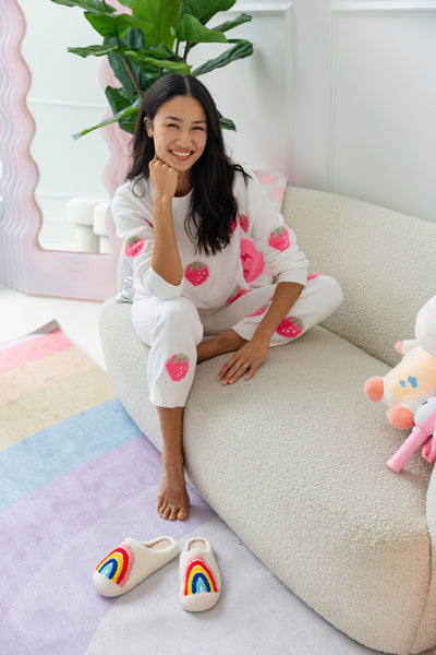 Womens Fuzzy Strawberry Set