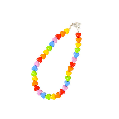 Rainbow Heart Beaded Necklace