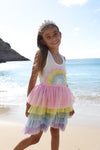 3D Rainbow White Tank Dress