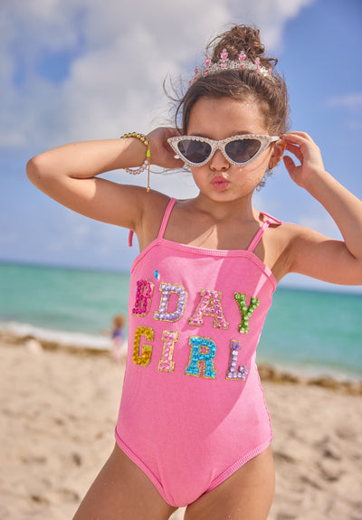 Pink Birthday Girl Gem Swimsuit