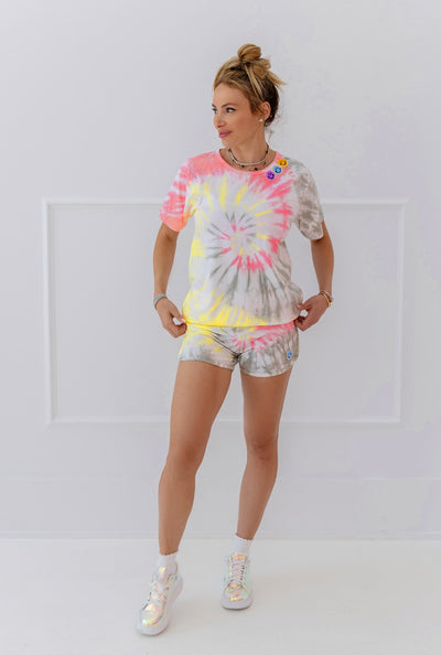 Women's Happy Face Tie Dye Short Set