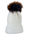 Knitted Beanie with Faux fur pom-pom