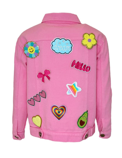 Customizable Patch Pink Denim Jacket