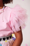 Pink Ruffle Sleeve Tee