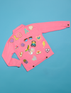 Customizable Patch Pink Denim Jacket