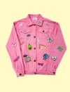 Womens Customizable Patch Pink Denim Jacket