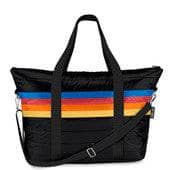 Top Trenz Accessories Black Retro Stripe Puffer Tote Bag