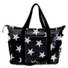 Top Trenz Accessories Black Retro Stripe Puffer Tote Bag