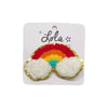 Lola + The Boys Accessories Red Rainbow Fuzzy Hair Clips