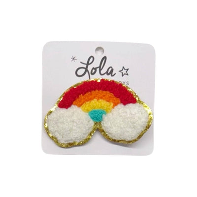 Lola + The Boys Accessories Red Rainbow Fuzzy Hair Clips