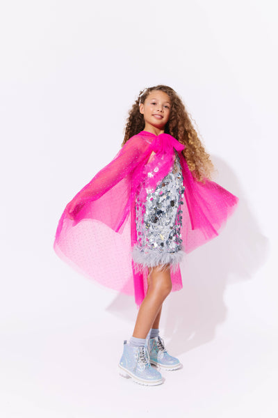 Lola + The Boys Accessories Hot Pink Crystal Cape