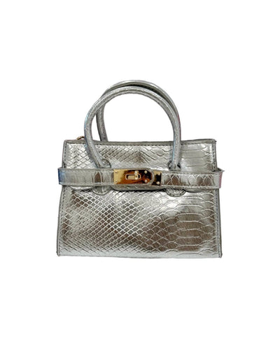 Lola + The Boys Accessories Silver Mini Faux Croc Purse