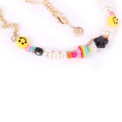 Lola + The Boys Accessories Smiley Pearl Chain Choker