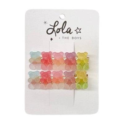 Lola + The Boys Accessories Pastel Rainbow Gummy Bear Sugar Gummy Bear Hair Clips