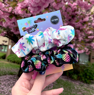 Top Trenz Accessories Summer Vibes Scrunchies Set 2-Pack