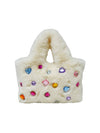 Lola + The Boys Accessories White Plush Gem Tote