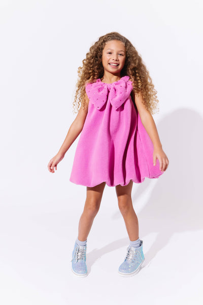 exclude-fall Big Bow Teddy Fleece Dress