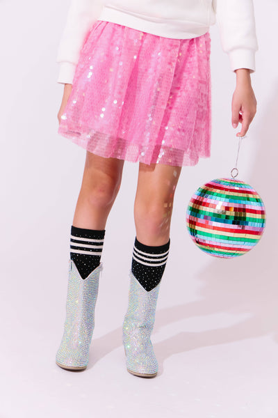 exclude-new-arriv Bottoms Bubble Gum Hot Pink Sequin Skirt