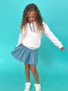 Lola + The Boys Bottoms Denim Sparkle Pleated Skirt