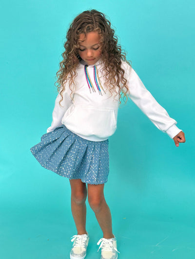 Lola + The Boys Bottoms Denim Sparkle Pleated Skirt