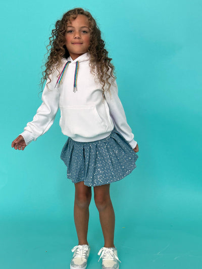 Lola + The Boys Bottoms Denim Sparkle Pleated Skirt