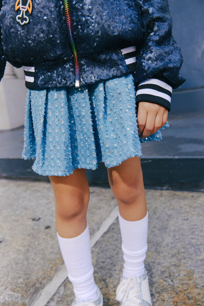 Lola + The Boys Bottoms Denim Sparkle Pleated Skirt